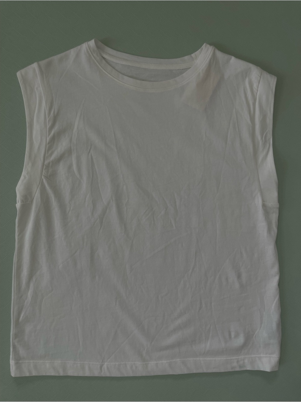 Off-White Sleeveless Cotton Crewneck Tank Top Sz M